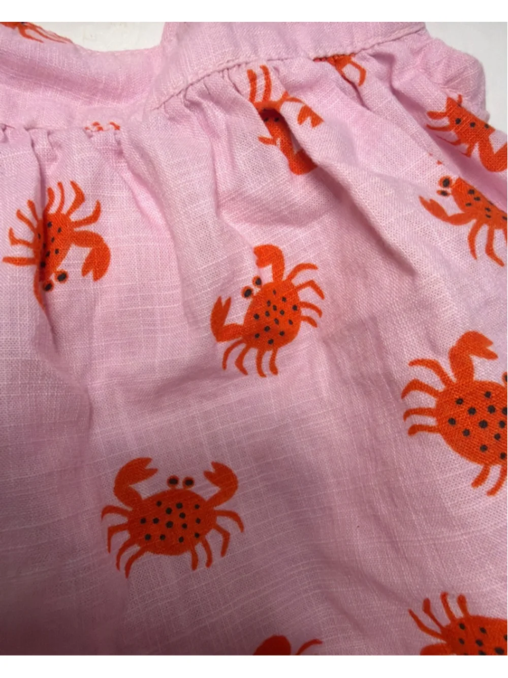 Girls Hanna Andersson Tank Top 2T Pink Orange Summer Crab Print Beach Resort